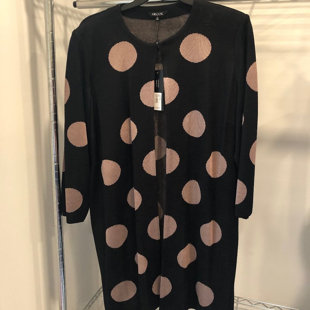 MISOOK black tan polka dot cardigan 1X NWT